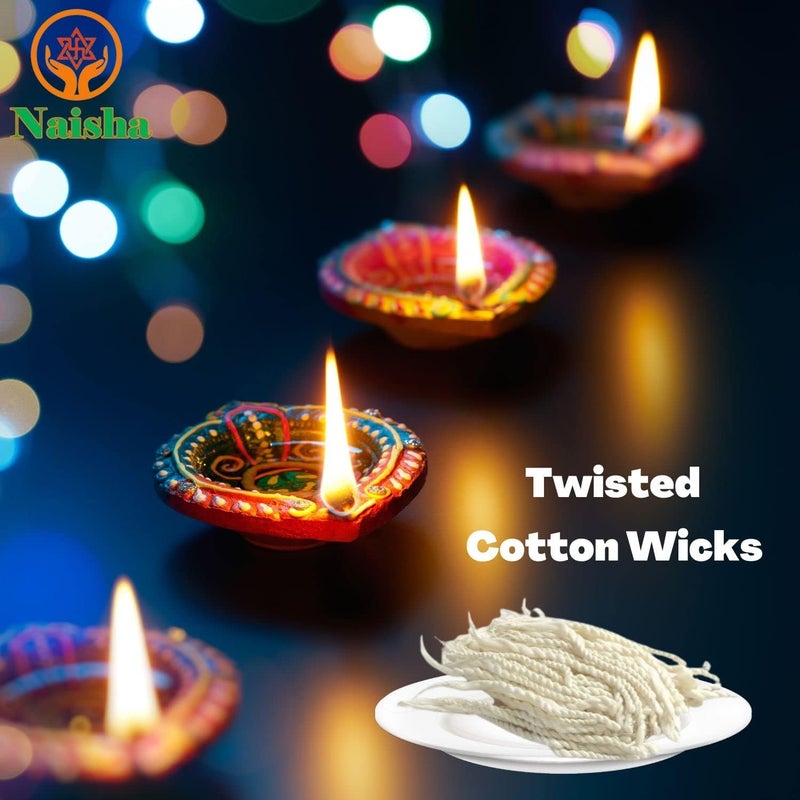 Agnirva AGNIRVA HandMade Colored Long Twisted Pure Cotton Wicks Navratri Special Lambi Diya Batti Jyot Wick Deepam Vattulu Long Cotton Wicks for Puja Aarti Rui Batti Pack of 200 Wicks 100 x 2  - Image 3