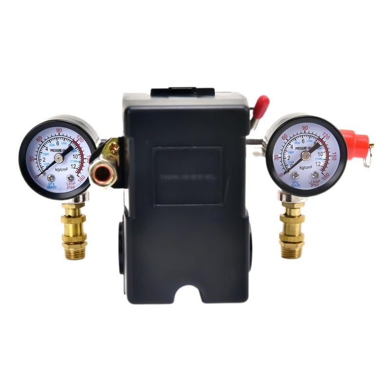 Horizontal Pressure Switch Manifold with Gauge Air Compressor Regulator Easy Install Control Valve - Image 4