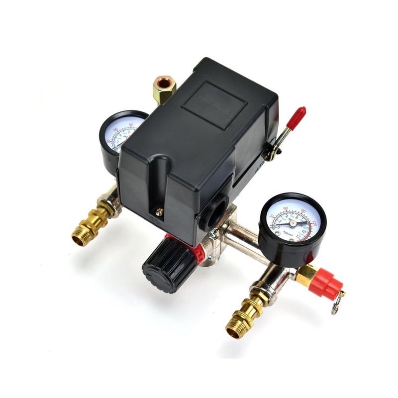 Horizontal Pressure Switch Manifold with Gauge Air Compressor Regulator Easy Install Control Valve - Image 5