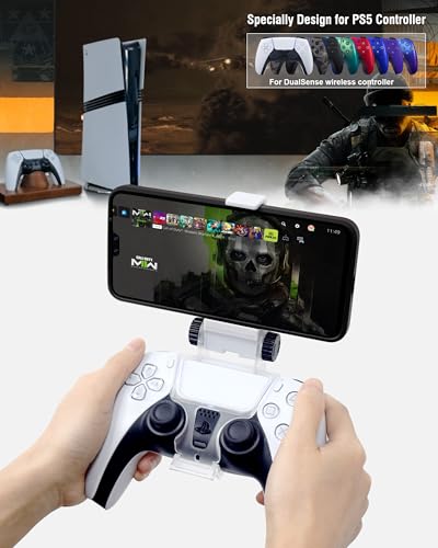 Joso Phone Mount for PS5 Controller, Remote Play Mobile Gaming Phone Holder for Dualsense Controller, Adjustable Gamepad Clip with 4 Thumbstick Grips - Image 2