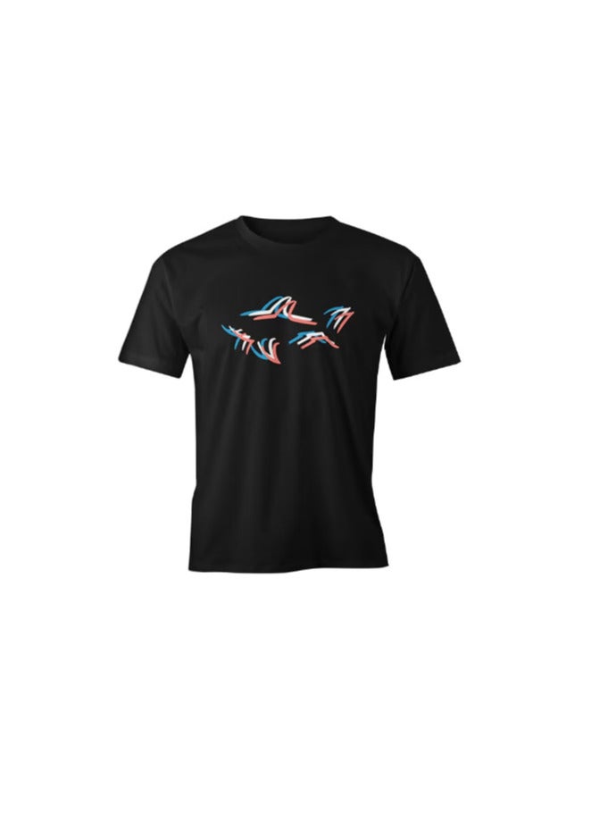 Atiq Coloured Sharks Short Sleeve T-Shirt Black - Image 2