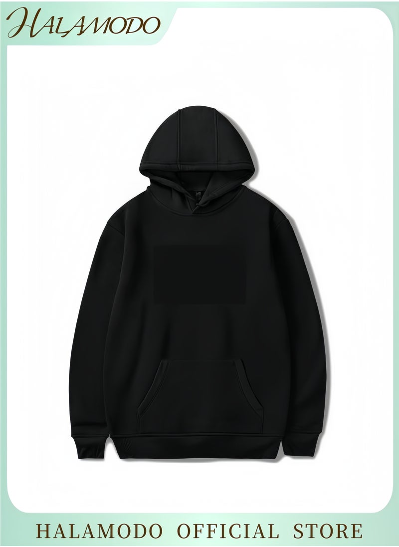 HALAMODO Unisex Hoodies Long-Sleeved Printed Tops Casual Sweatshirts Soft Sportswear Fashion Youth Pullovers with Drawstrings and Large Pockets for Daily Wear  - Image 3