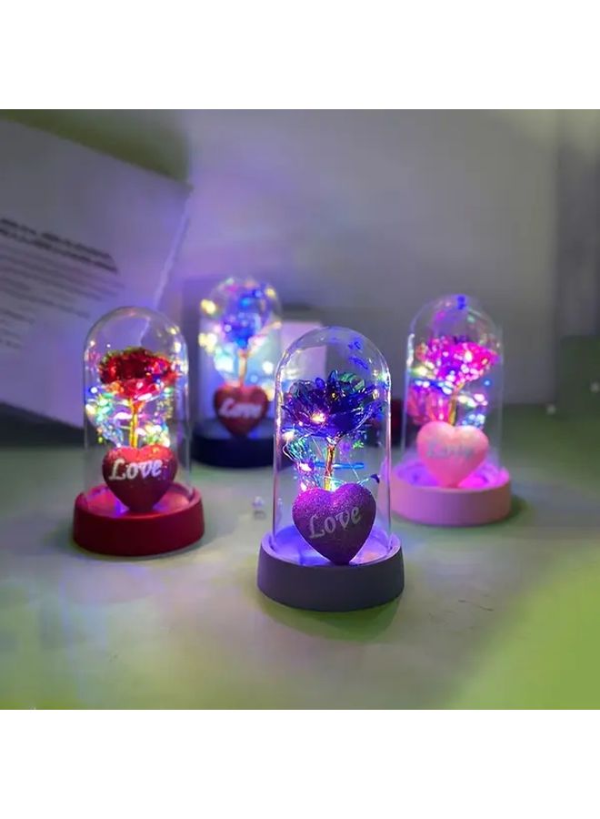 Romantic Love Plastic Cover Glowing Rose Flower Gift For Wedding Valentine Day - Image 2
