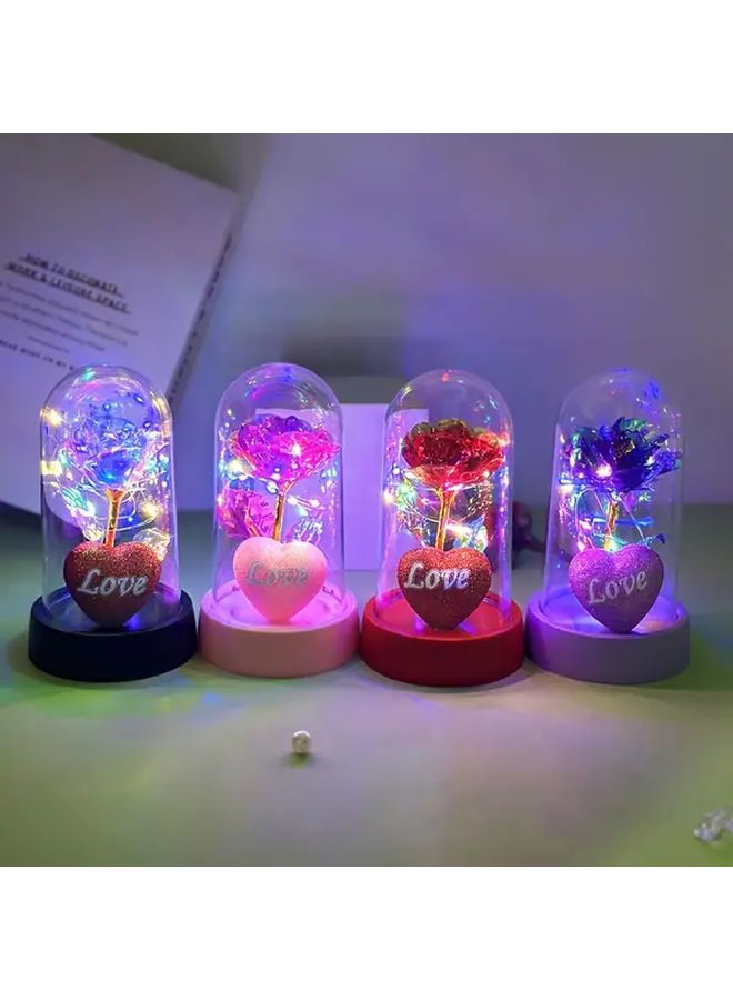 Romantic Love Plastic Cover Glowing Rose Flower Gift For Wedding Valentine Day - Image 3