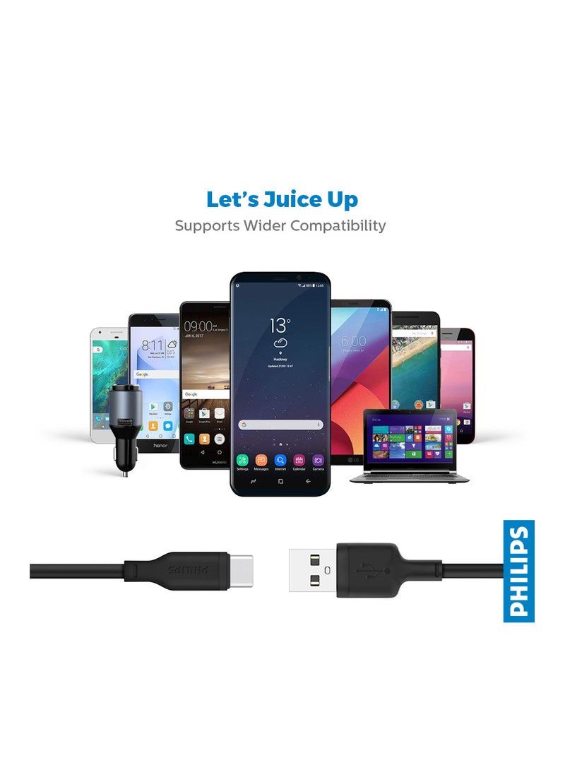 Philips USB-C To USB-A 2.0 Fast Charging Cable, Compatible With iPhone 15, iPad, Samsung Galaxy, Tablets, Laptops,1.2M Black Black - Image 4
