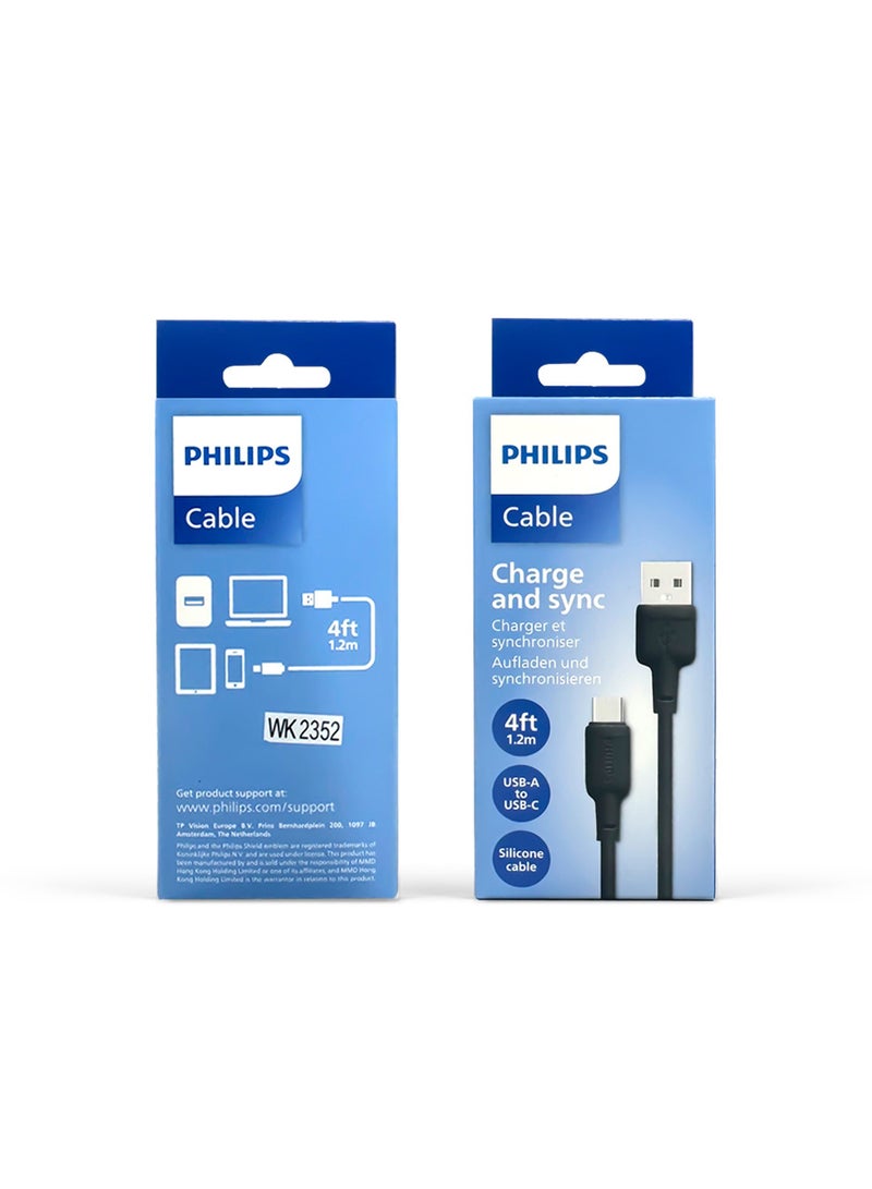 Philips USB-C To USB-A 2.0 Fast Charging Cable, Compatible With iPhone 15, iPad, Samsung Galaxy, Tablets, Laptops,1.2M Black Black - Image 5