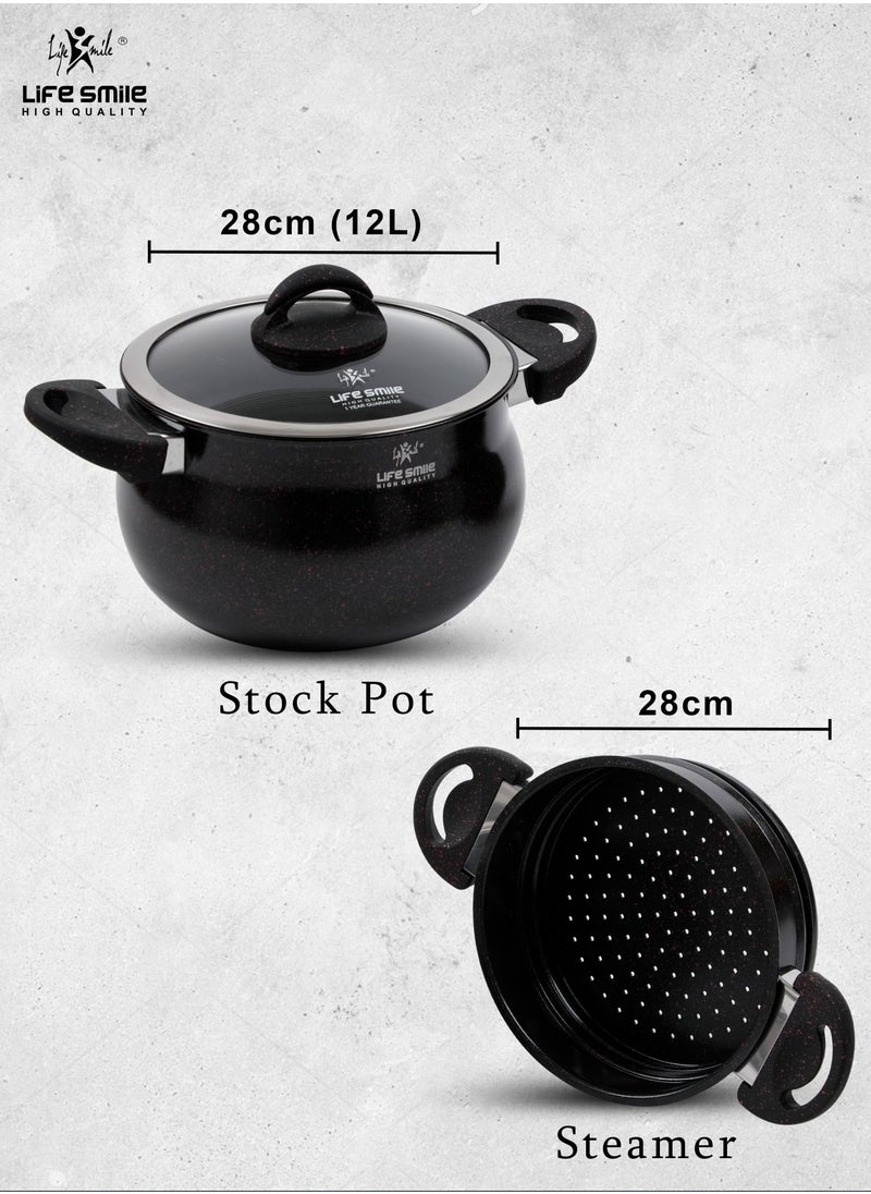 28cm (12 Litre) Multipurpose Stock Pot and Steamer Pot Set - Induction Couscoussier with PFOA-free Aluminum Non Stick 2-tier Cooking Pot with Lid for Soups,Seafood,Vegetables,Stews and Pasta - pzsku/Z9AC2B9EF296B6CA541F5Z/45/_/1676718457/0f900aba-f974-4cc3-99fb-3c3179dd7c0b