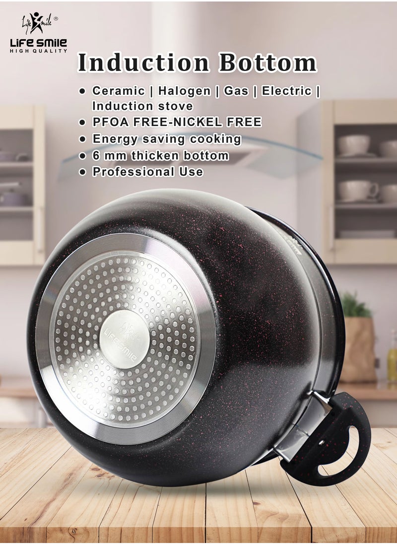 Life Smile - 28cm (12 Litre) Multipurpose Stock Pot and Steamer Pot Set - Induction Couscoussier with PFOA-free Aluminum Non Stick 2-tier Cooking Pot with Lid for Soups,Seafood,Vegetables,Stews and Pasta - Image 1