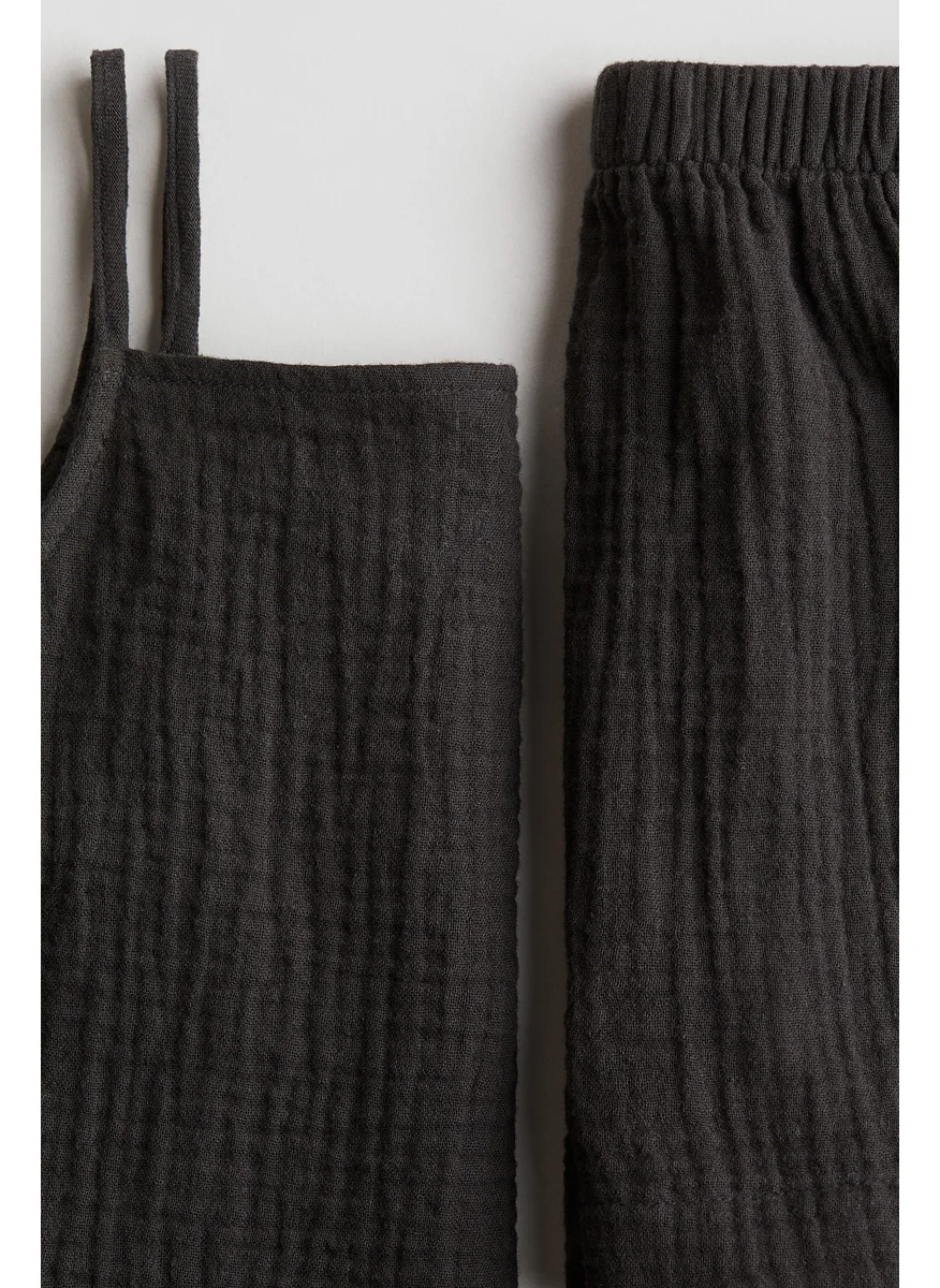 H&M 2-Piece Cotton Strappy Top And Shorts Set