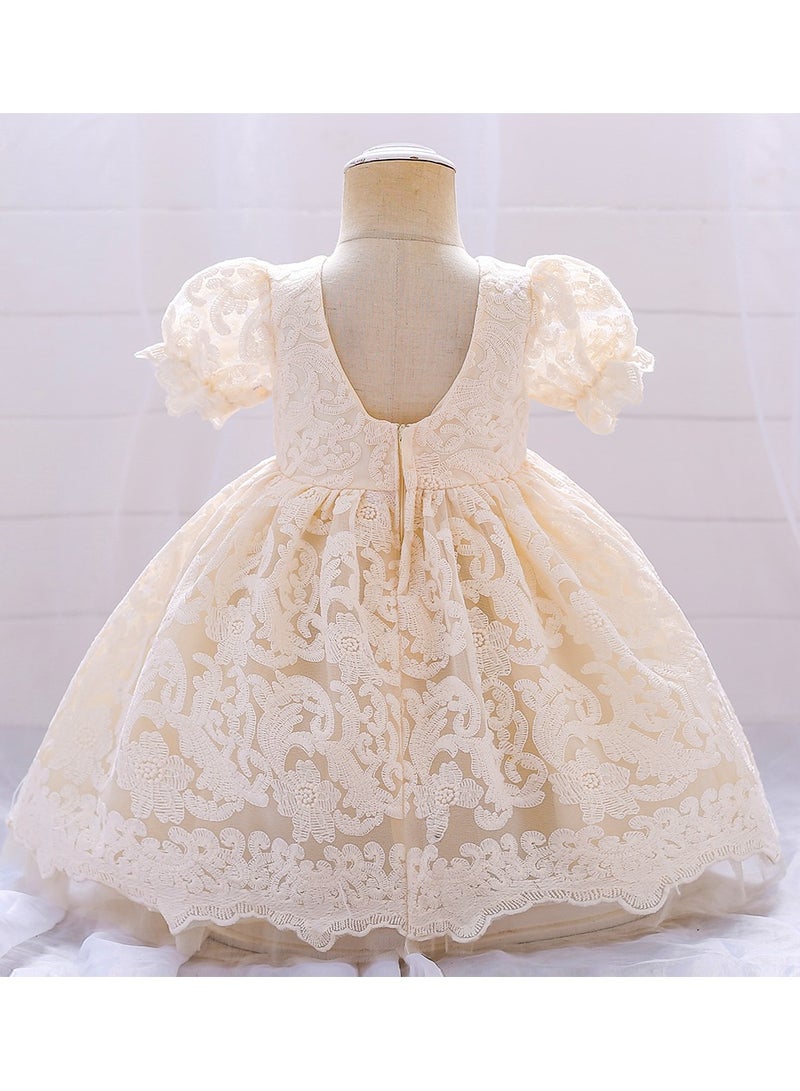 D'Daniela Emily Beige Embroidery Party Dress - Image 2