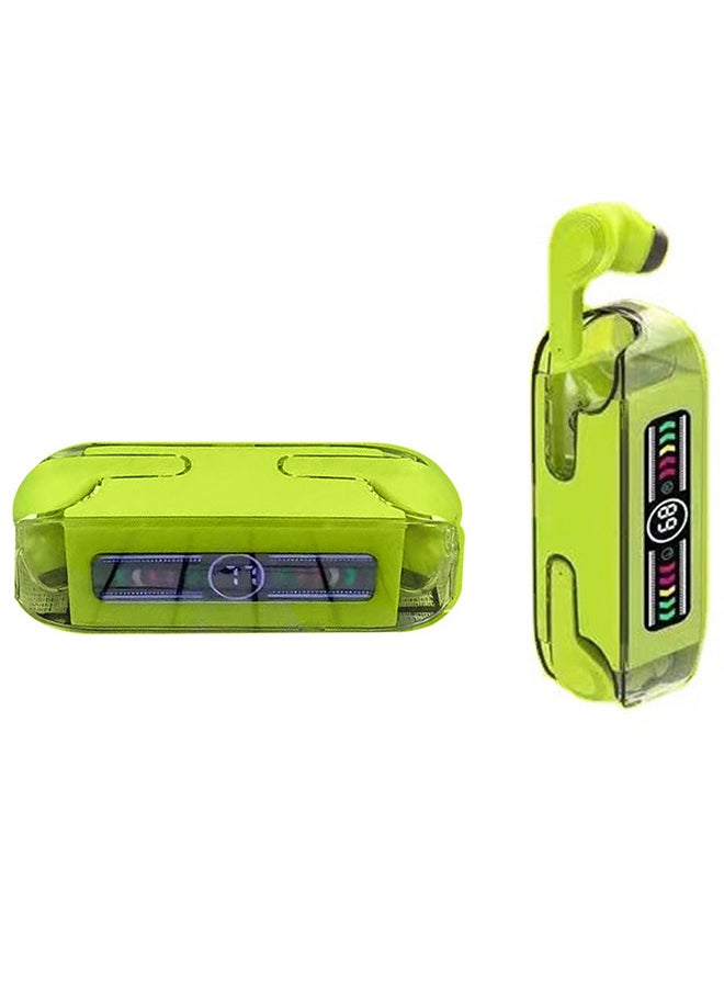 CATANES - M12 MAX Wireless Bluetooth Headset Transparent Digital Display Color Screen Touching Type Long Battery Life Headset Game Mode Bluetooth Headset Green - Image 1
