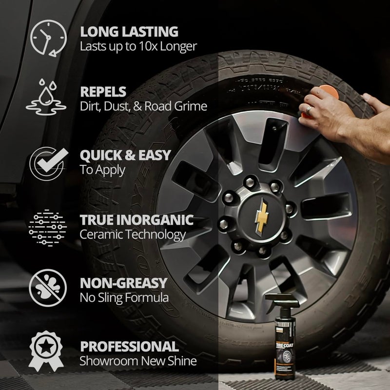 CERAKOTE Rapid Ceramic Tire Coat â€“ Showroom New Tire Shine â€“ Deep Tire Black Finish â€“ Lasts Up to 10x Longer â€“ No Sling, Non-Greasy Ceramic Tire Coating for Car, Truck & SUV â€“ Easy Application (10oz) - Image 2
