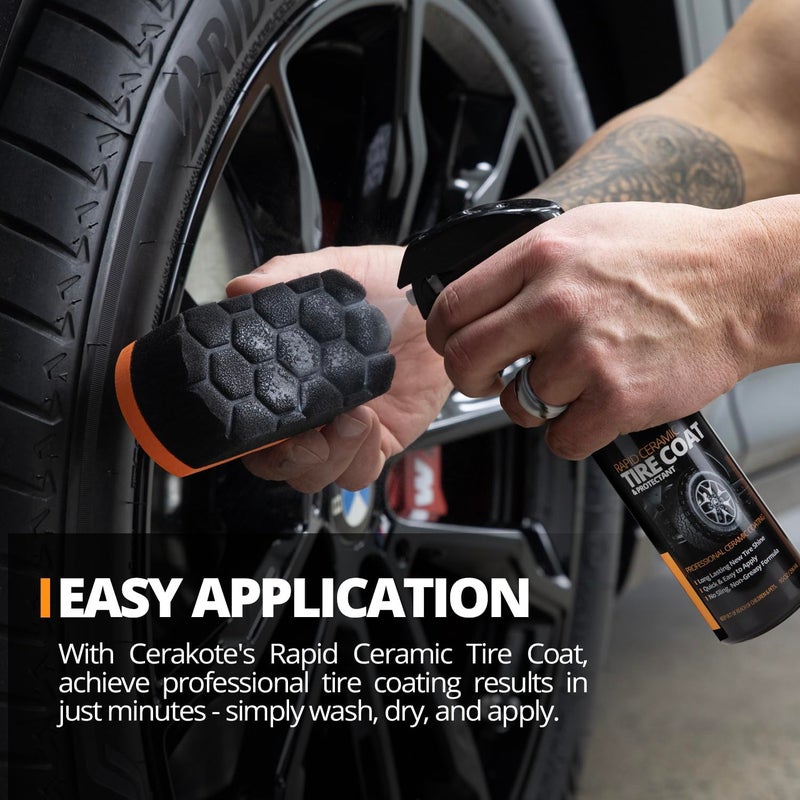 CERAKOTE Rapid Ceramic Tire Coat â€“ Showroom New Tire Shine â€“ Deep Tire Black Finish â€“ Lasts Up to 10x Longer â€“ No Sling, Non-Greasy Ceramic Tire Coating for Car, Truck & SUV â€“ Easy Application (10oz) - Image 3