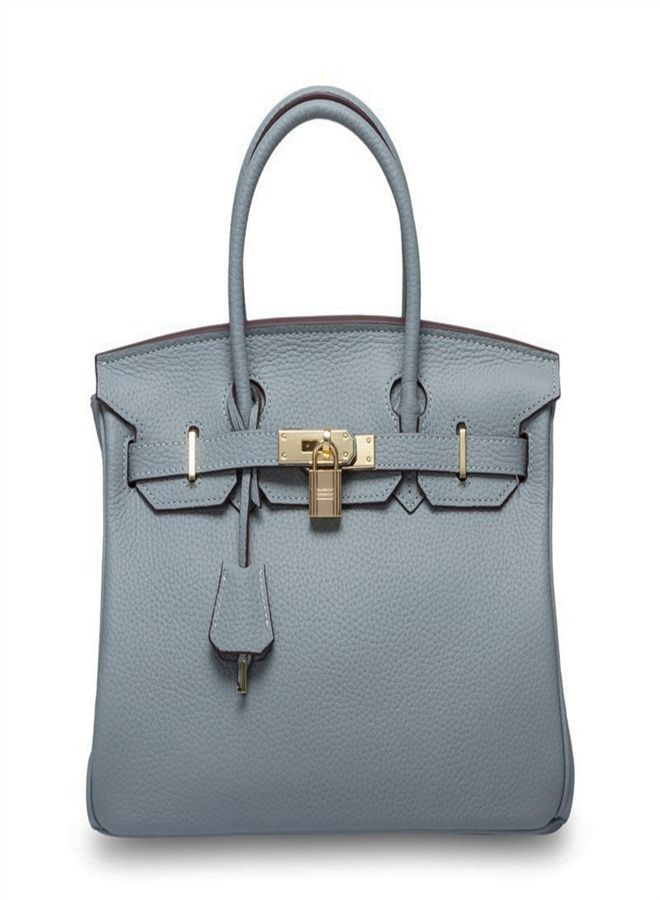 Loquat Gold Buckle Leather Handbag Flax Blue  - Image 1