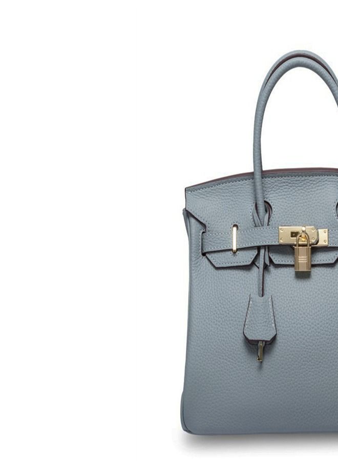 Loquat Gold Buckle Leather Handbag Flax Blue  - Image 2