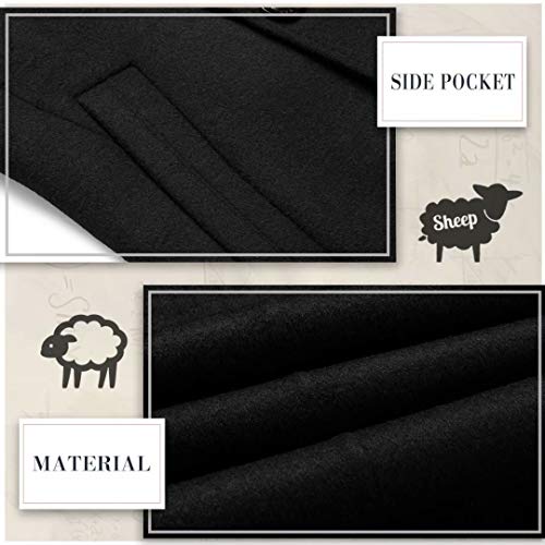 iCKER Mens Trench Coat Winter Wool Blend Jacket Overcoat Long Top Coat Warm Pea Coat-1905-Black-X-Large - Image 4