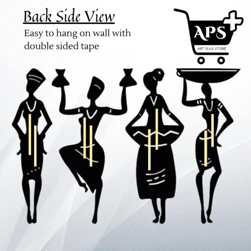 Art Plus Store Aps Set Of 4 African Man And Woman Dancing 4 Mm Mdf Abstract Wall Decoration Item (12 Inch X 3Inch, 4 Pieces) For Wall Decor - Engineered Wood - Image 3