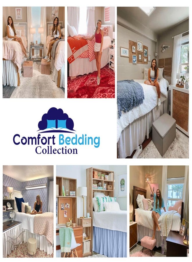 Comfort Bedding Collection تنورة سرير لغرفة النوم، مقاس توين XL - أبيض، طول 36 بوصة، كشكشة غبار مصممة خصيصًا من مزيج القطن 100% لغرف النوم الجامعية والأسرة التوأم الطويلة جدًا - Image 5