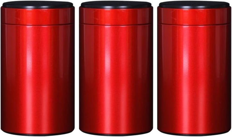 klarako 3PCS Tea Canisters Tin Portable Tea Caddy Coffee Storage Jars Sugar Bowl Spices Condiment Pots Container with Sealed Lid for Tea Storage (Red Size 125) - Image 1