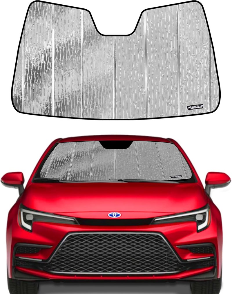 Pigenius Front Windshield Sun Shade for 2019-2022 Toyota Corolla Hatchback and Sedan - Premium Folding Sunshade - Image 1