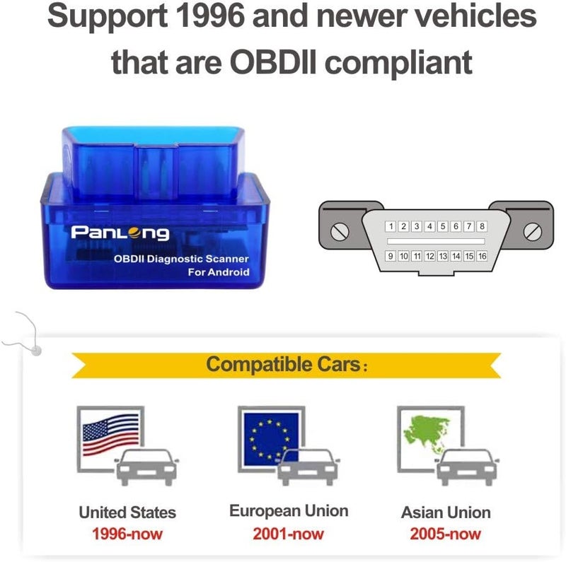Panlong OBD2 Scanner Bluetooth OBDII Diagnostic Tool Car Code Reader Turn Off Check Engine Light Support Android Torque App - Image 4