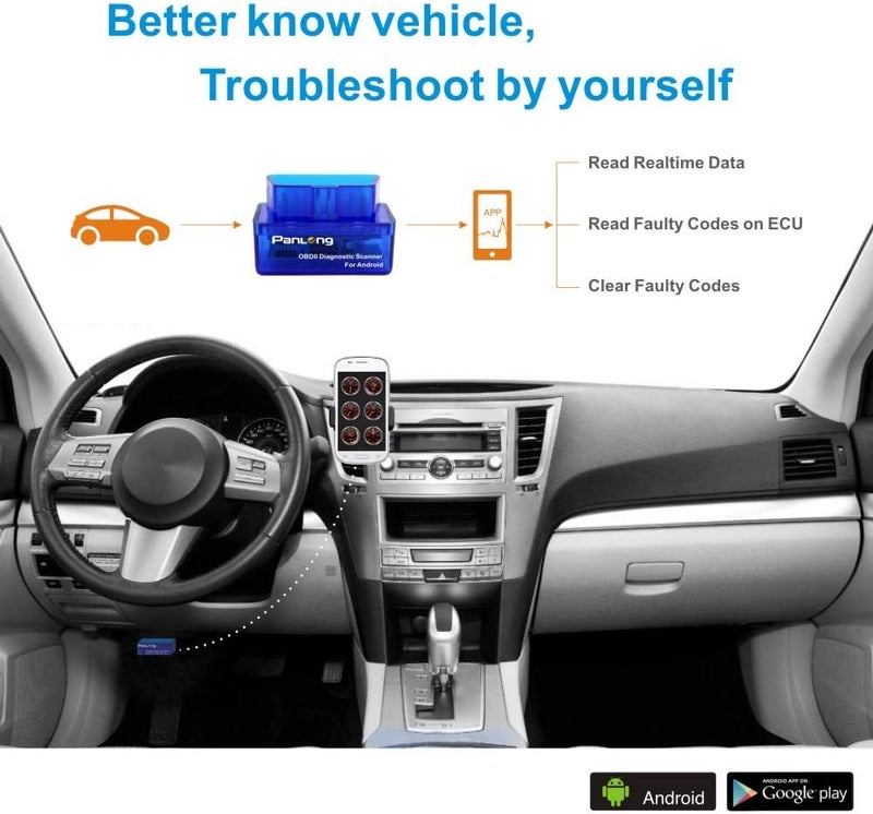 Panlong OBD2 Scanner Bluetooth OBDII Diagnostic Tool Car Code Reader Turn Off Check Engine Light Support Android Torque App - Image 2