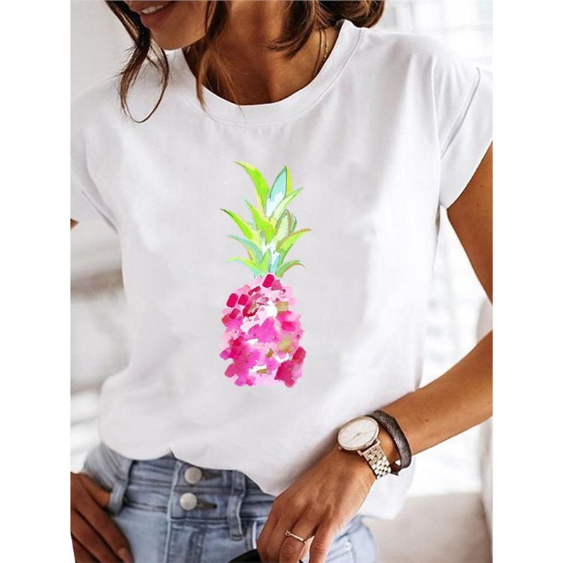 Short Sleeve Round Neck Number Printed T-Shirt Insect Women'S Butterfly Harajuku Clothing Explosion Black Women'S Dragonfly T-Shirt - Image 1