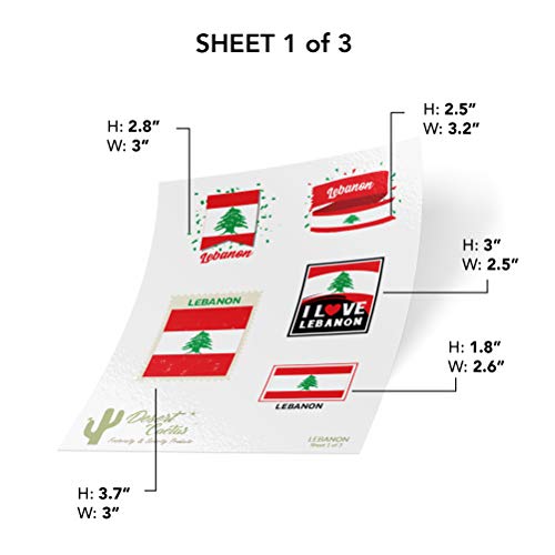 Desert Cactus Lebanon Country Flag Sticker Decals Kids Logo Scrapbook Car Vinyl Window Bumper Laptop (3 Sheets) - Image 2