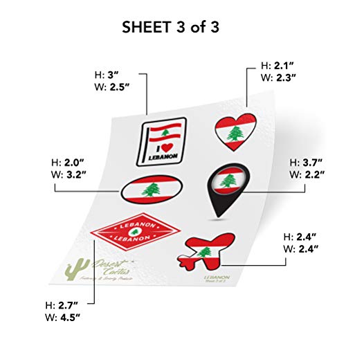 Desert Cactus Lebanon Country Flag Sticker Decals Kids Logo Scrapbook Car Vinyl Window Bumper Laptop (3 Sheets) - Image 4