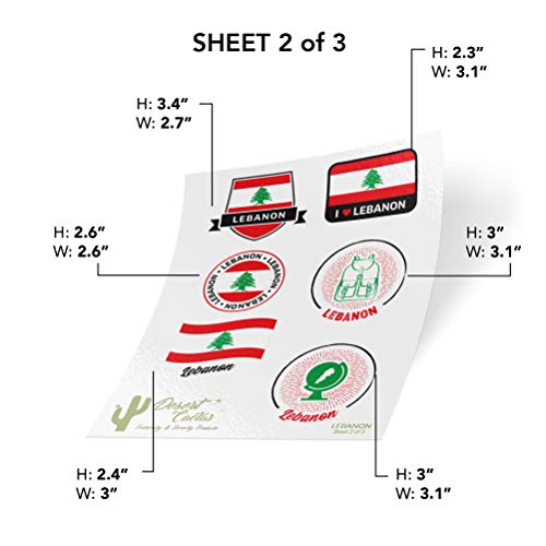 Desert Cactus Lebanon Country Flag Sticker Decals Kids Logo Scrapbook Car Vinyl Window Bumper Laptop (3 Sheets) - Image 3