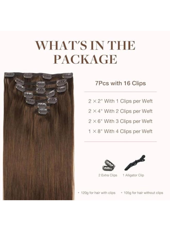 Goo-Goo GOO GOO Clip in Hair Extensions Real Human Hair Remy Human Hair Extensions Clip ins for Women Natural Human Hair 12inch 85g 7Pcs 4A Chocolate Brown - Image 3