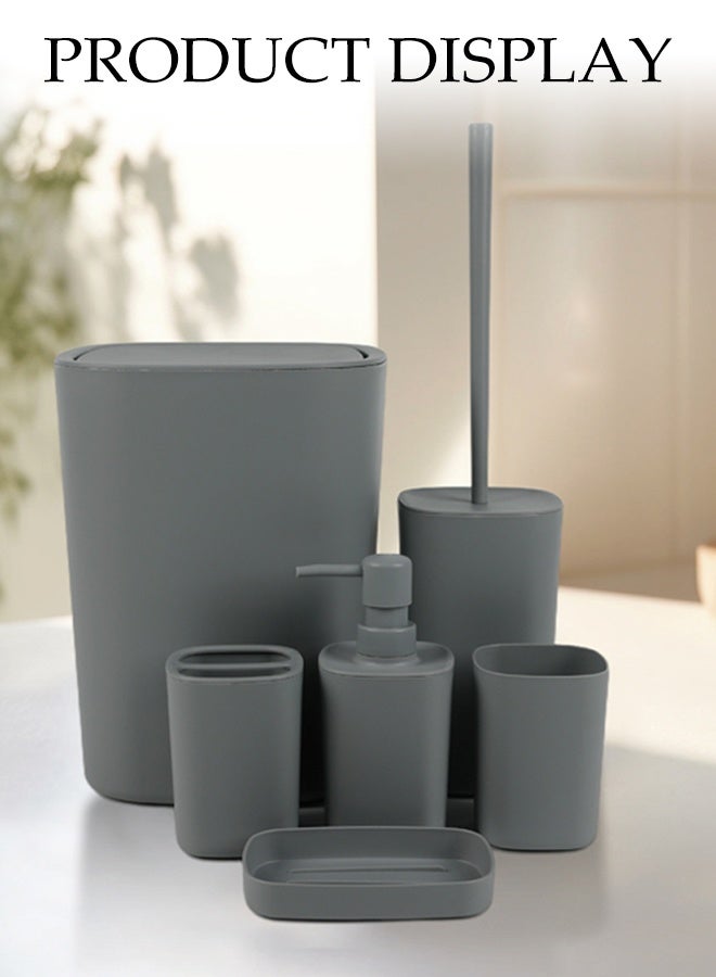 DUNISO 6-Piece Bathroom Accessories Set, Daily toiletries set,Bathroom Decorative,  Bathroom Set with Trash Can, Soap Dish, Toilet Brush, Mouthwash Cup, Lotion Bottle, Toothbrush Holder - Image 5
