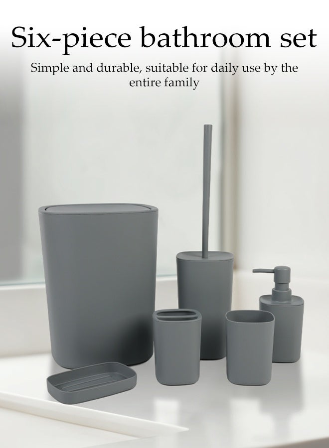 DUNISO 6-Piece Bathroom Accessories Set, Daily toiletries set,Bathroom Decorative,  Bathroom Set with Trash Can, Soap Dish, Toilet Brush, Mouthwash Cup, Lotion Bottle, Toothbrush Holder - Image 4