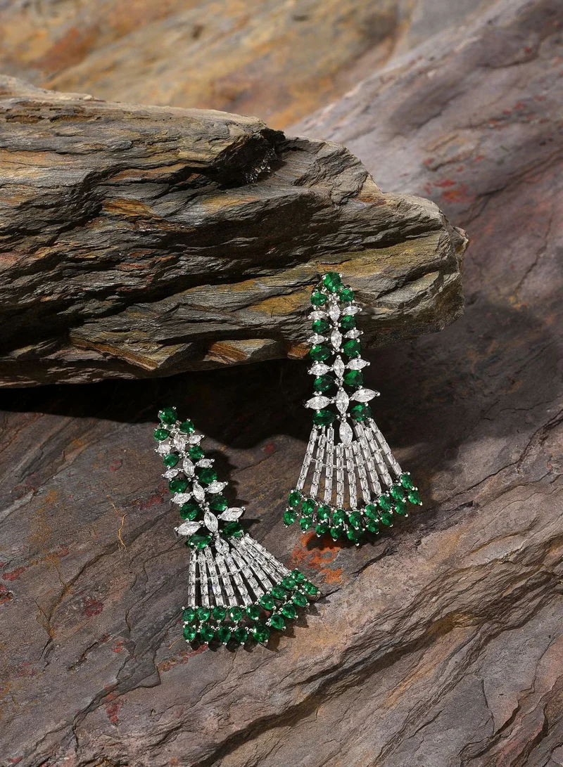 SOHI Silver Plated Designer Stone Drop Earring