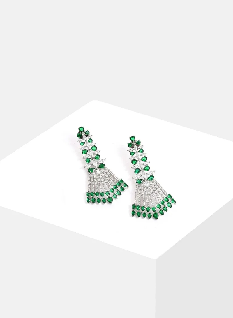 SOHI Silver Plated Designer Stone Drop Earring