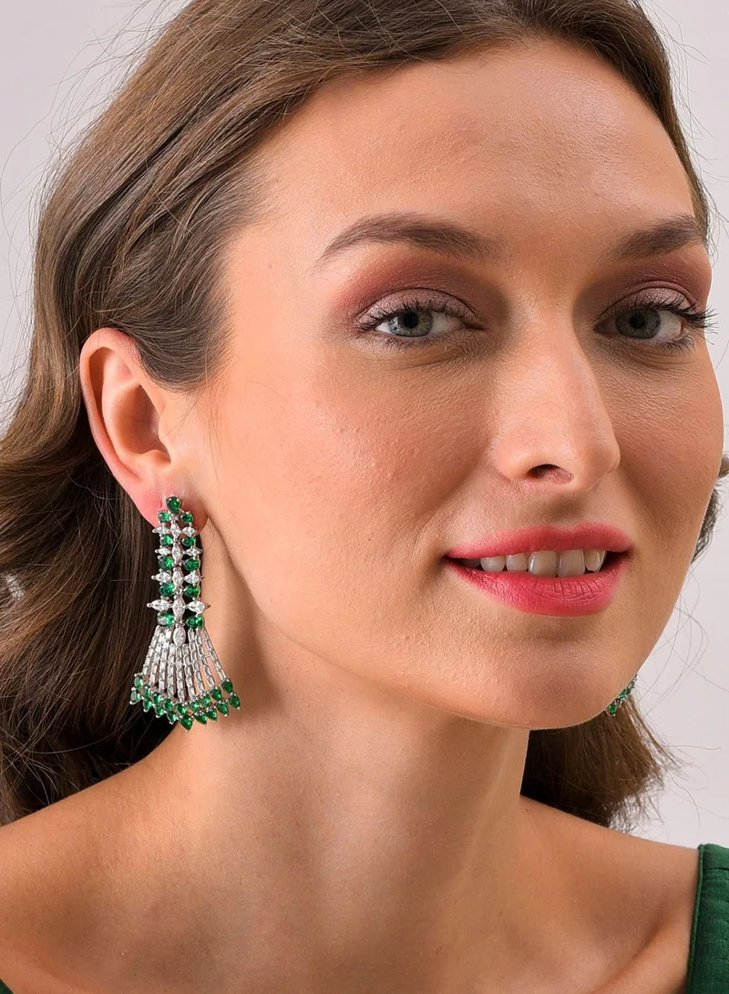 SOHI Silver Plated Designer Stone Drop Earring