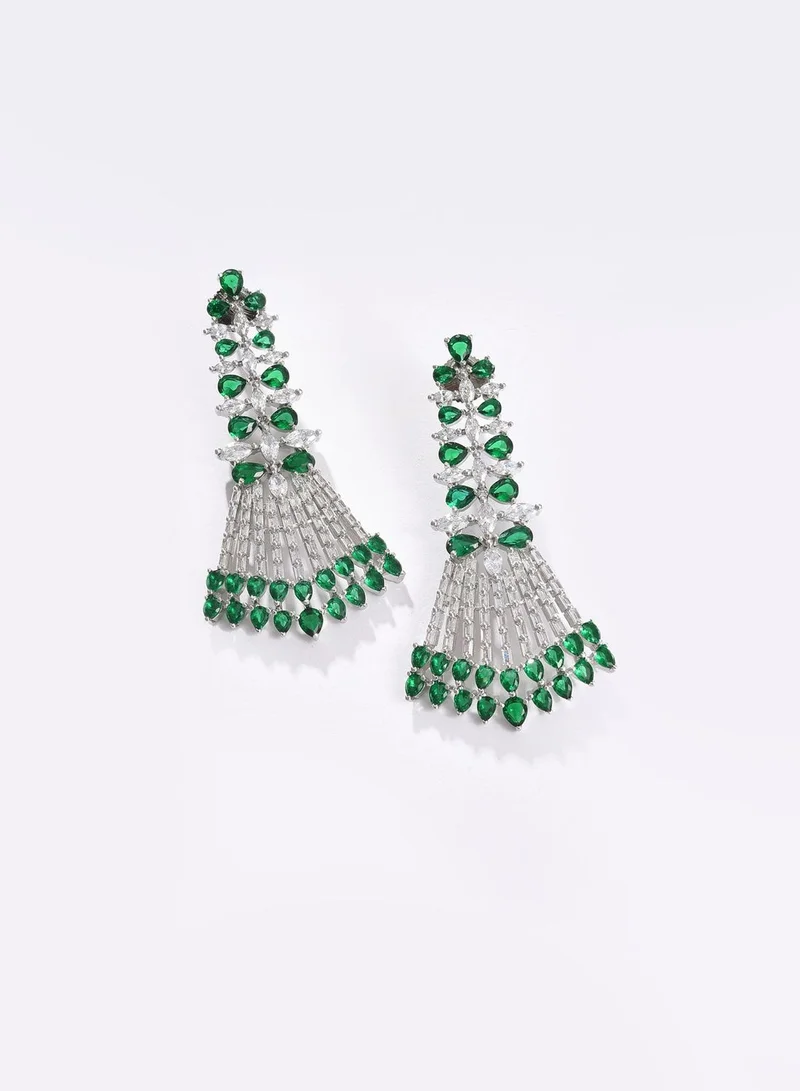 SOHI Silver Plated Designer Stone Drop Earring