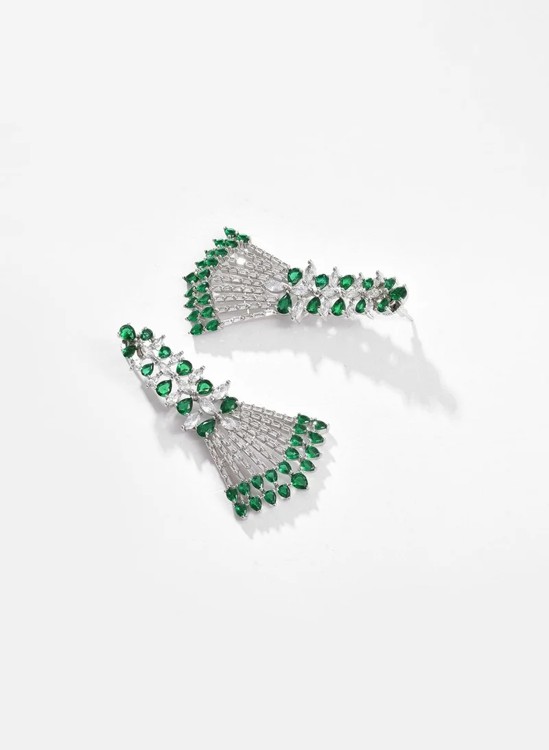 SOHI Silver Plated Designer Stone Drop Earring