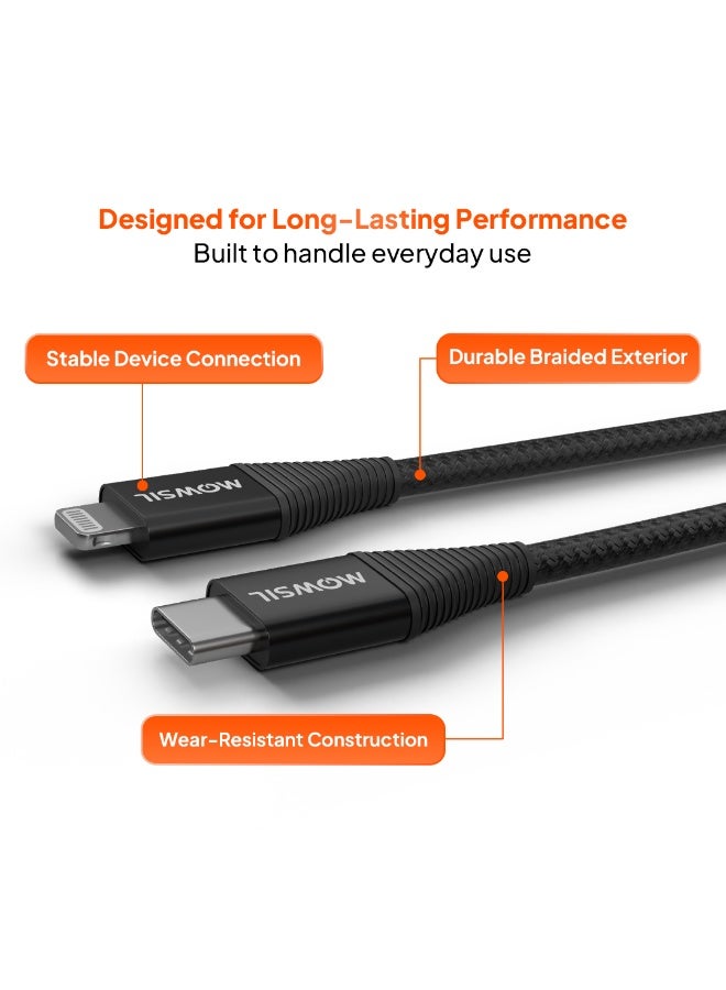 Mowsil USB-C to Lightning Cable 1.2M,60W PD,Black - Image 4