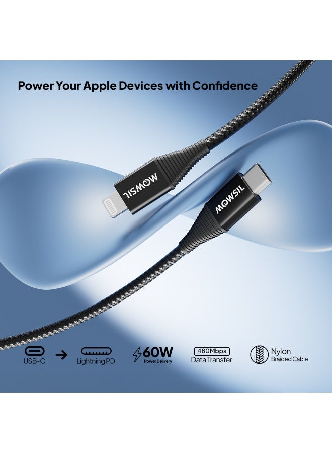 Mowsil USB-C to Lightning Cable 1.2M,60W PD,Black - Image 2