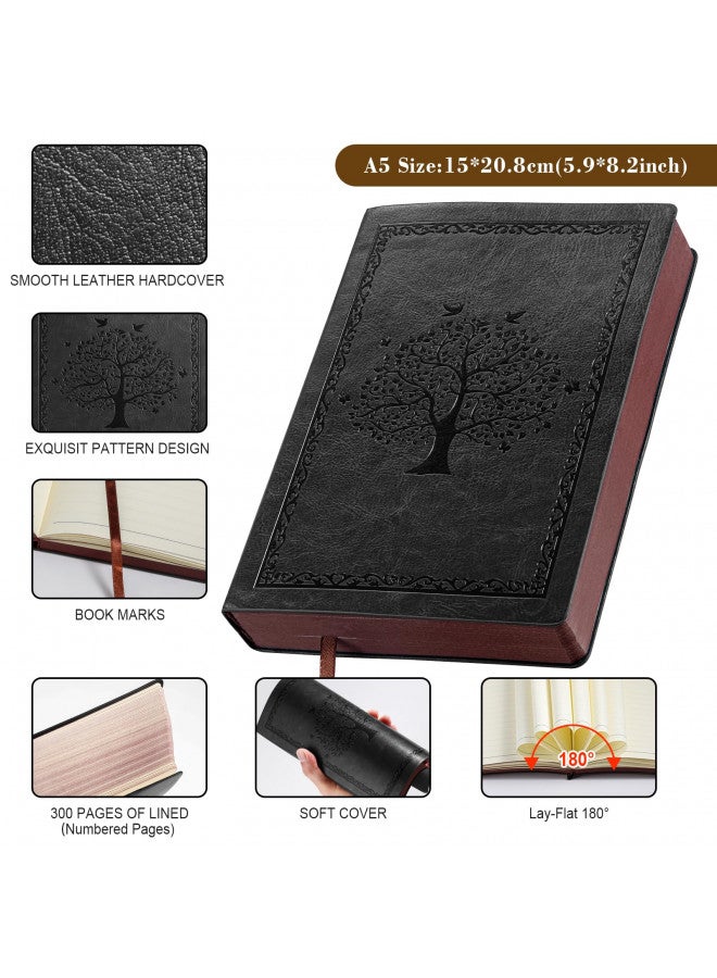 Fetinar Leather Journal Notebook,300 Pages Hope Tree Softcover Lined Notebook for Women Men,300 Travel,Business,Work,Office,School Note Taking,5.7'' X 8.3''(black) - Image 1