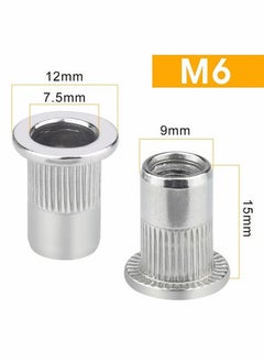HY 50 Pcs M6 Nut, M6 Stainless Steel Rivet Nut, Flat Head Threaded Insert Nutsert Rivnuts, Fastener Rivet Nut Assortment Kit with Internal Threads (Sliver)  - Image 2