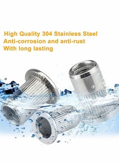 HY 50 Pcs M6 Nut, M6 Stainless Steel Rivet Nut, Flat Head Threaded Insert Nutsert Rivnuts, Fastener Rivet Nut Assortment Kit with Internal Threads (Sliver)  - Image 3