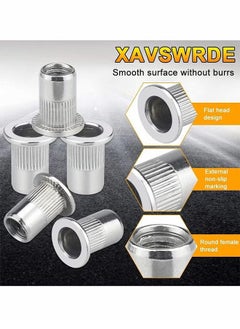 HY 50 Pcs M6 Nut, M6 Stainless Steel Rivet Nut, Flat Head Threaded Insert Nutsert Rivnuts, Fastener Rivet Nut Assortment Kit with Internal Threads (Sliver)  - Image 5