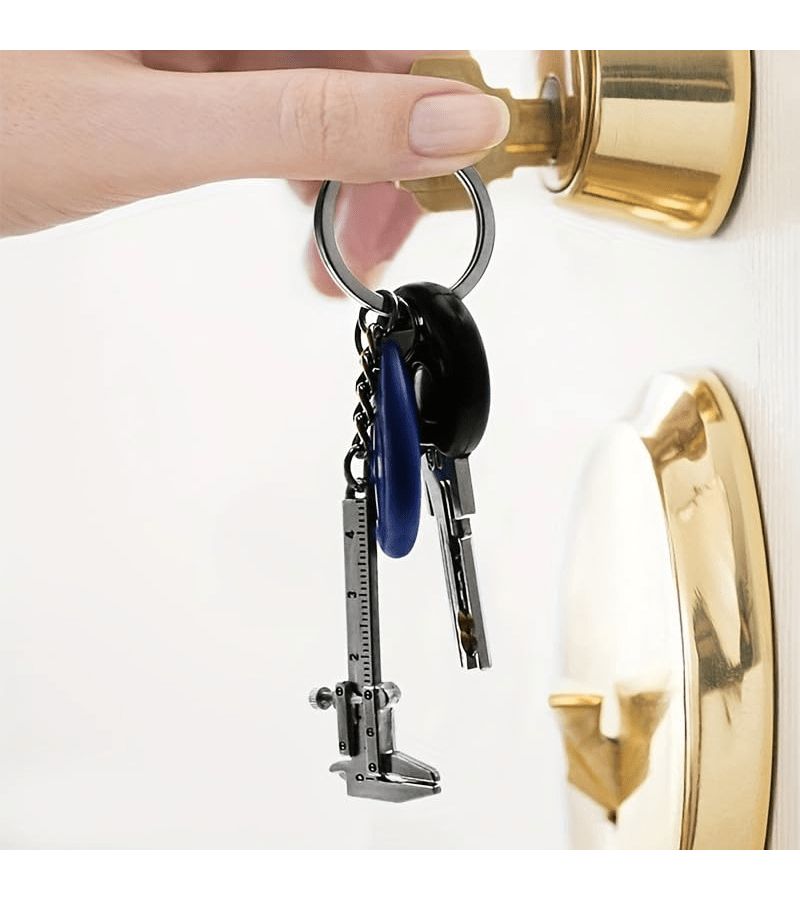 10 Mini Caliper Keychains Sliding Ruler Car Key Tools for Men Women - Image 2