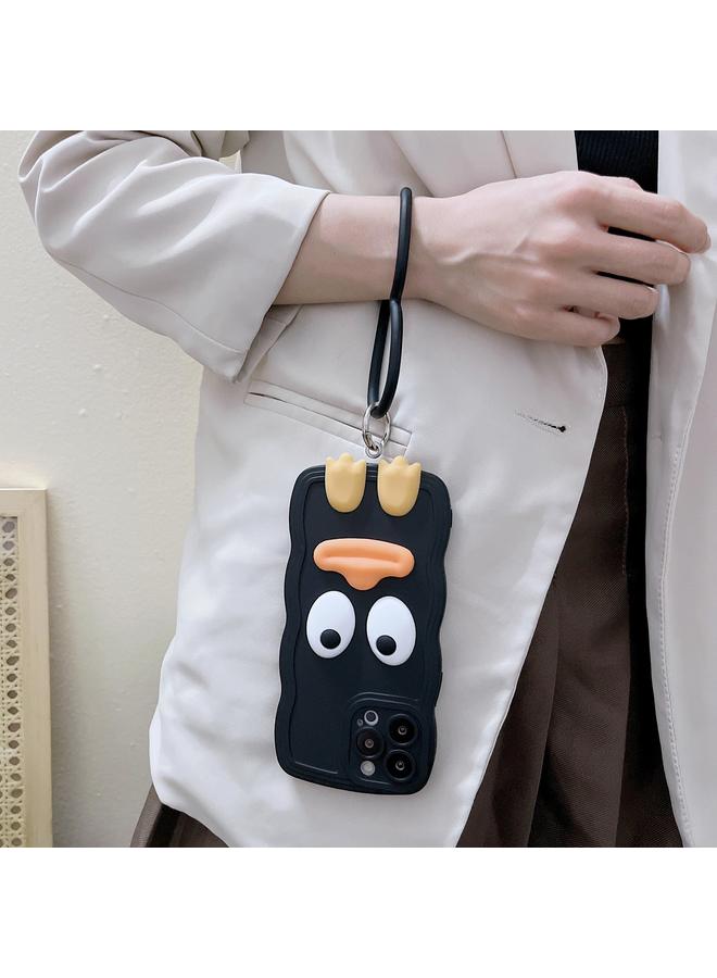 اس-توب جراب لهاتف iPhone 14 من السيليكون بحافة وافية وغطاء كبير من البطة مع سوار معصم - Image 5