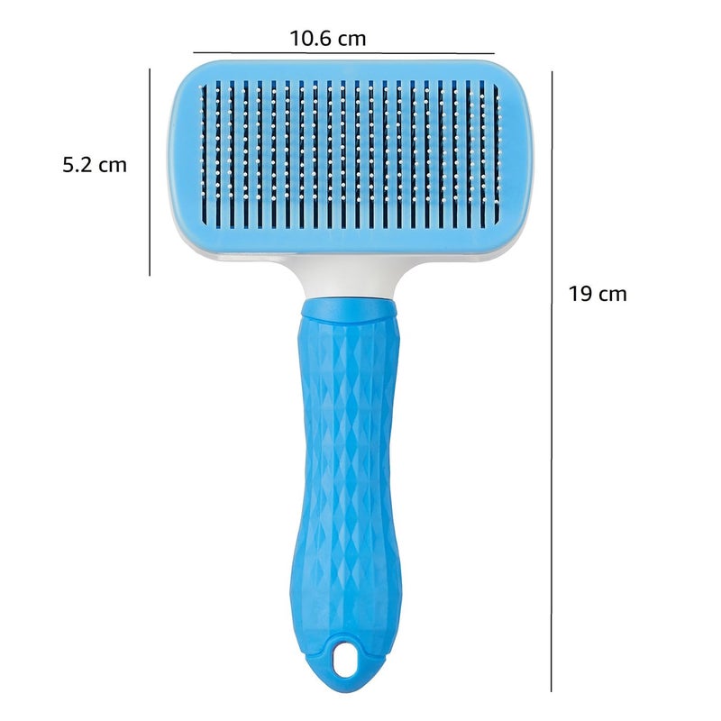 GALV Self Cleaning Slicker Pet Grooming Brush | Pet Cleaning Tool Suitable for All Pets | Rectangular Shape | Brush Comb With Handle, Dog Hair Brush For all Dog (1 pcs)(Blue)(19 X10.6 X 5.2 cm) - Image 2