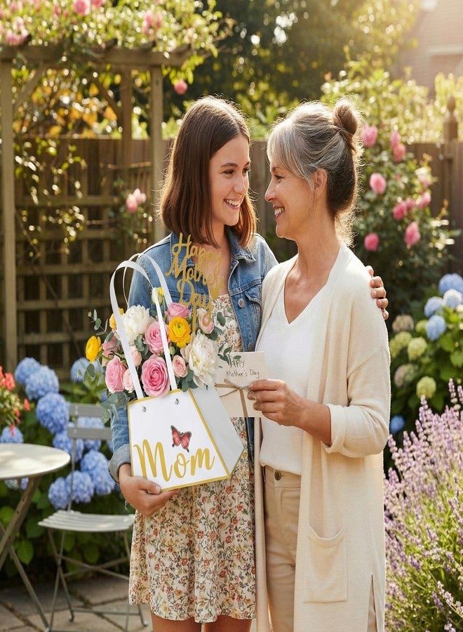 Yeyeplum 24 Pack Mothers Day Flower Paper Gift Bags Bouquet Bag Boxes with Handles and Decoration Topper Flower Boxes for Arrangements Mother's Day Birthday Anniversary - Image 5