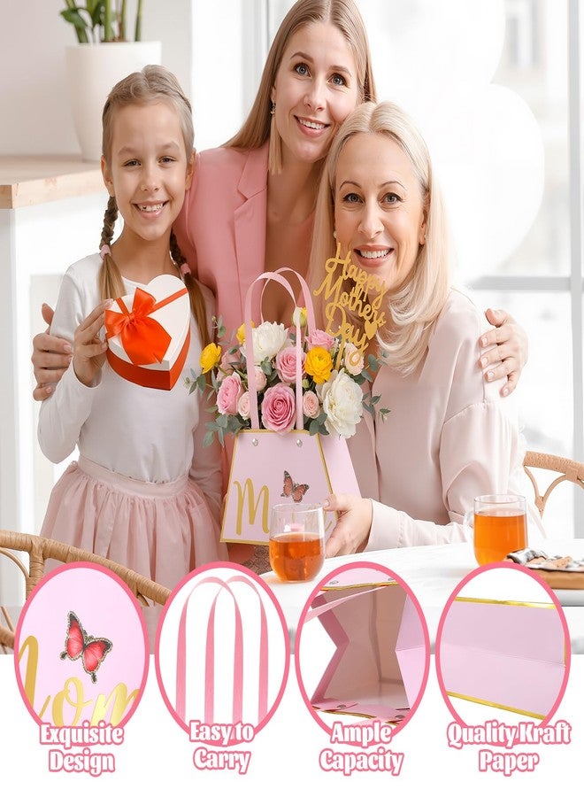 Yeyeplum 24 Pack Mothers Day Flower Paper Gift Bags Bouquet Bag Boxes with Handles and Decoration Topper Flower Boxes for Arrangements Mother's Day Birthday Anniversary - Image 4