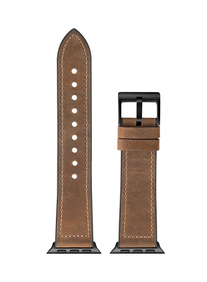 NIBEMINENT Replacement Wrist Watch Strap For Apple Series 3/ 2/ 1 Brown - Image 1
